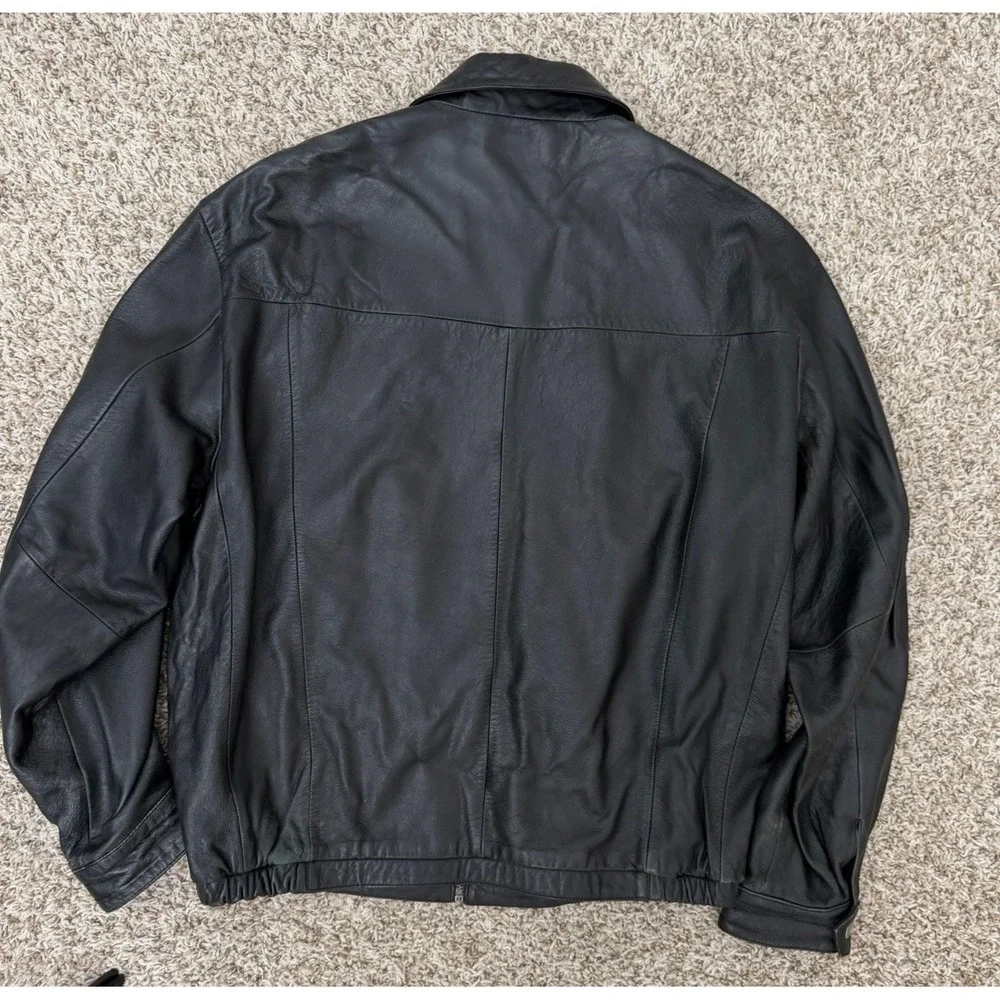 Pelle Studio Wilsons Leather Jacket Mens L Black Bomber Zip Pockets Lined VTG